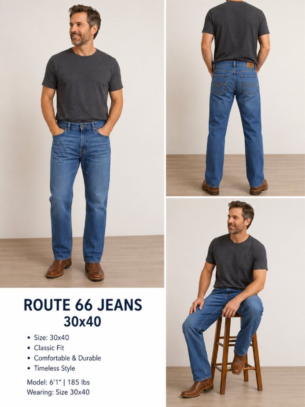 Route 66 Blue Denim Jeans Size 40x30